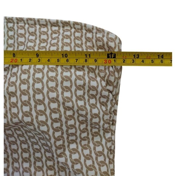 Michael Kors Chain Print One-Shoulder Cutout Swimsuit Size 10 Beige/White. - Picture 6 of 7